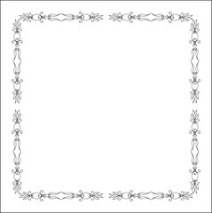 Elegant black and white elegant ornamental frame, decorative border, corners for greeting cards, banners, business cards, invitations, menus. Isolated vector illustration.	
