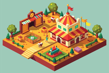 The bustling fair showcases colorful tents, a fountain, performers, and various attractions celebrating traditional Andalusian culture