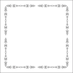 Elegant black and white elegant ornamental frame, decorative border, corners for greeting cards, banners, business cards, invitations, menus. Isolated vector illustration.	
