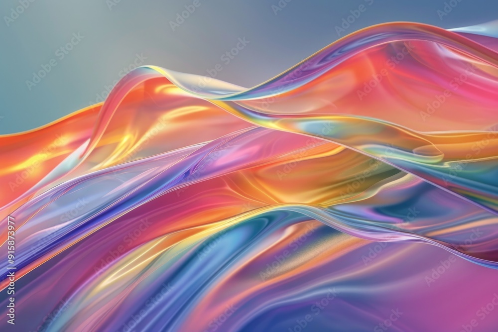 Poster colorful abstract design with flowing fabric textures