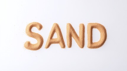 Sand Text with Minimalist Design, Realistic Sand Letters on White Background, Ideal for Beach-Themed Marketing, Travel Promotions, and Summer Branding

