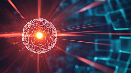 Radiation Therapy Beams Targeting a Tumor Graphic in a Medical Illustration