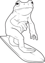 Frog Surfer Surfboard Animal Vector Graphic Art Illustration