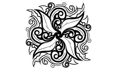 Black and white classic illustration ancient line art unique ornament