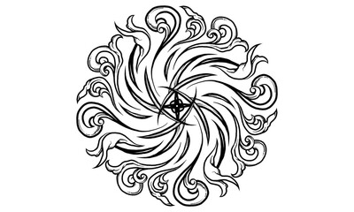 Fototapeta premium Black and white classic illustration ancient line art unique ornament