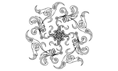 Black and white classic illustration ancient line art unique ornament