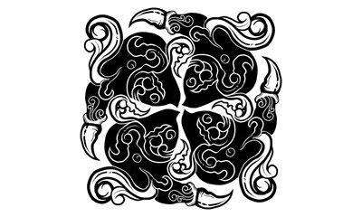 Fototapeta premium Black and white classic illustration ancient line art unique ornament