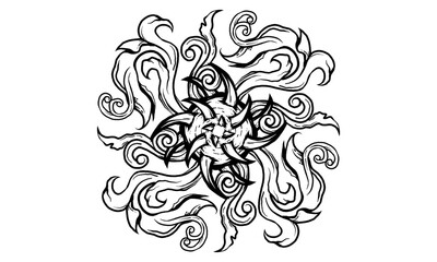 Black and white classic illustration ancient line art unique ornament