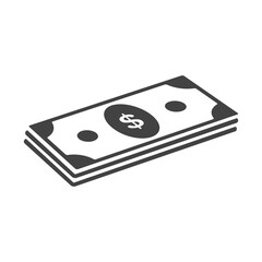 Banknotes cash stack dollar icons. Money currency bills silhouette. Vector design elements isolate.