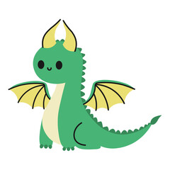 Cartoon cute green dragon character. Vector