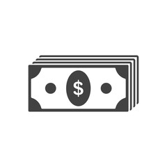Obraz premium Banknotes cash stack dollar icons. Money currency bills silhouette. Vector design elements isolate.