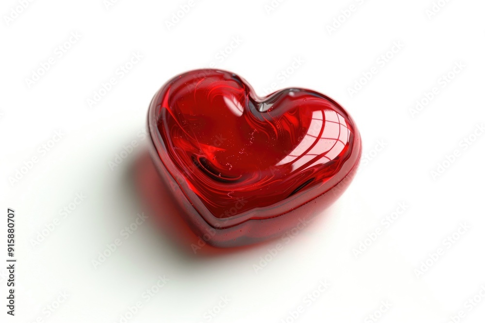 Poster A red heart shaped object placed on a white background, ideal for romantic or intimate scenes