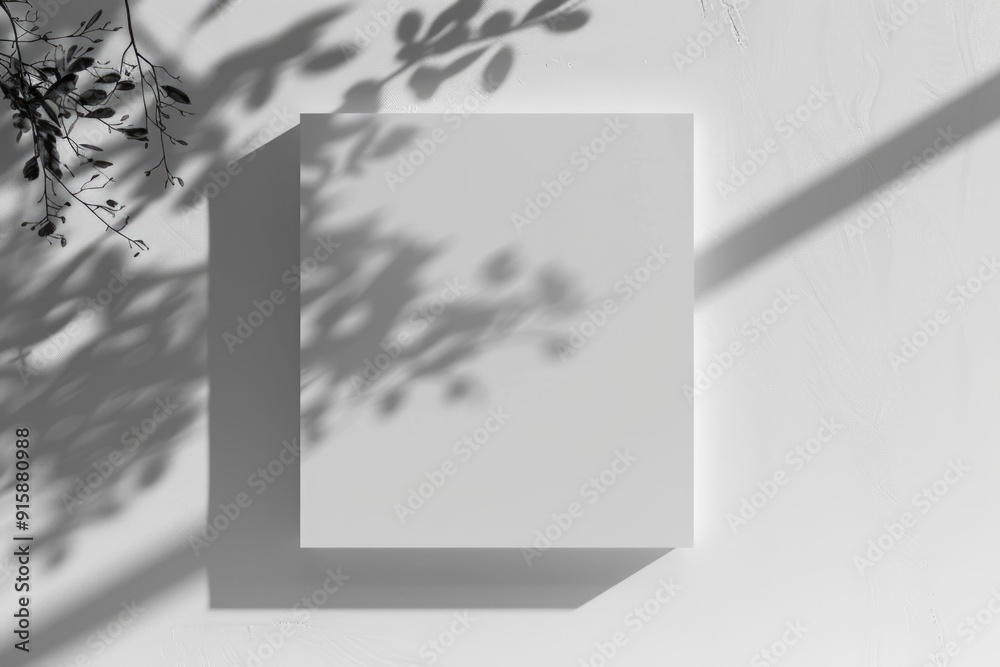Poster a minimalist design element featuring a white square on a white wall
