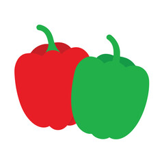 red and green bell pepper vector art illustration isolated white background 