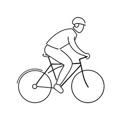 Obraz premium single line drawing of person riding a bicycle, line art vector art illustration 