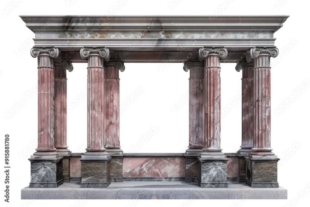 Poster Large stone structure with multiple columns and pillars