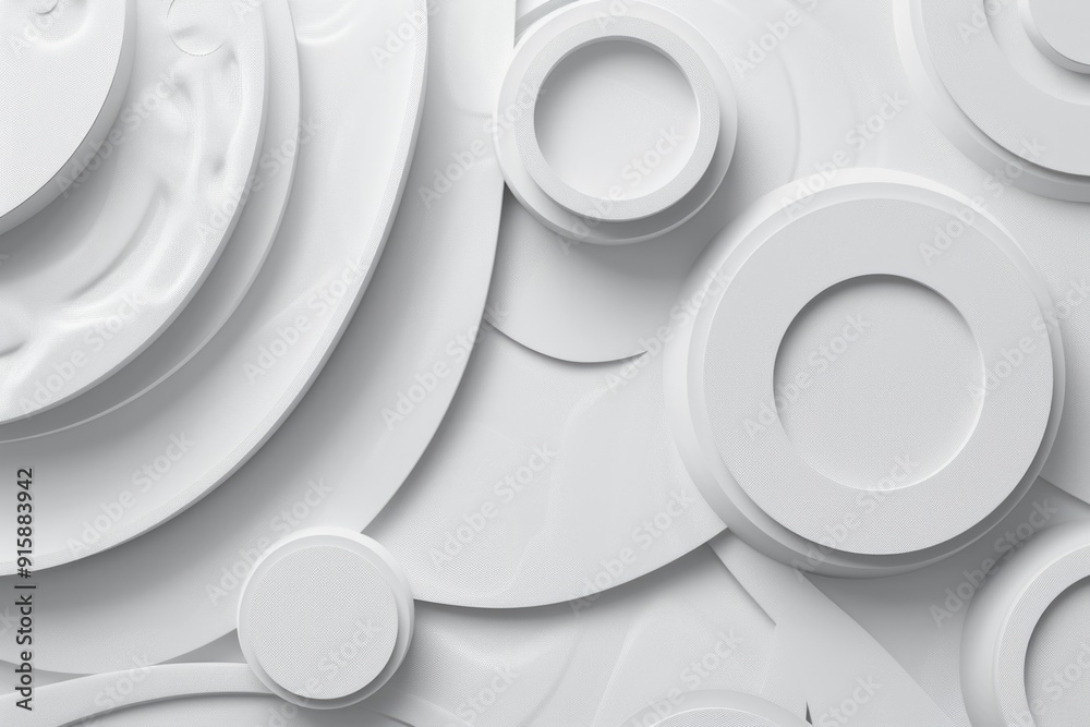 Poster A collection of white plates stacked high, ideal for table settings or decorative displays