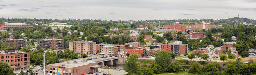 Fototapeta premium Sherbrooke Downtown Summer Cityscape, Eastern Townships Estrie Region in Quebec, Canada