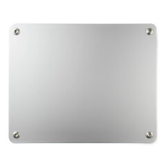 silver metal plate on white background