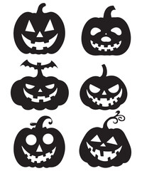 Halloween pumpkin silhouette collection. Vector illustration isolated on a white background