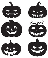 Halloween pumpkin silhouette collection. Vector illustration isolated on a white background