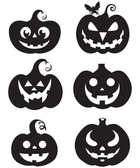 Halloween pumpkin silhouette collection. Vector illustration isolated on a white background