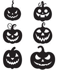 Halloween pumpkin silhouette collection. Vector illustration isolated on a white background