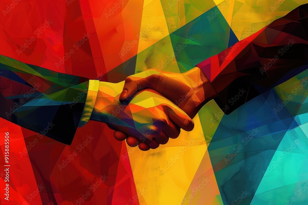 Poster a close-up shot of two people extending their hands for a handshake, conveying a sense of agreement 