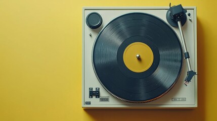 Fototapeta premium vintage vinyl player, An old turntable on which an old vinyl is spinning, art