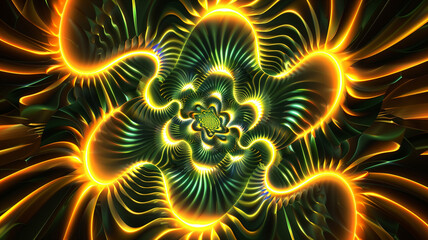 Psychedelic optical illusion concept poster. Colorful vortex abstract horizontal background. Dynamic psychedelic circles digital illustration. AI artwork.