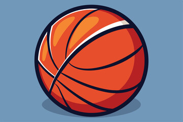 Fototapeta premium A vibrant and customizable basketball illustration rests against a simple blue background, ideal for sports designs and creative projects