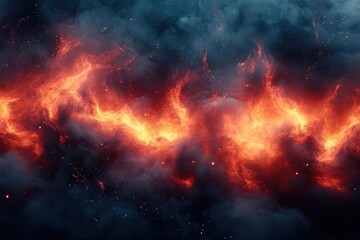 Fototapeta premium dramatic background of billowing black and red smoke with glowing embers intense moody atmosphere with dynamic movement and fiery accents