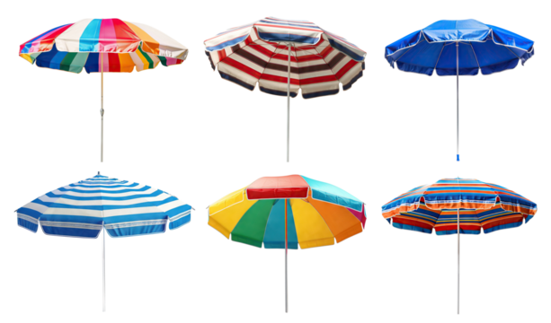 Set of colorful beach umbrellas, cut out
