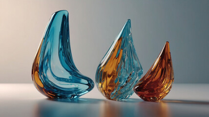 Blue glass shape Abstract with light