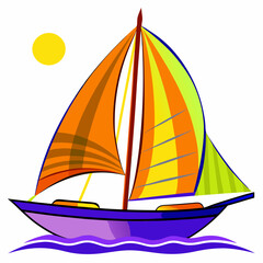 Sailboat color vector white background