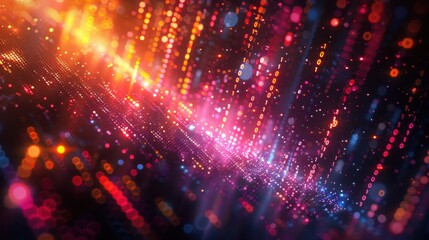 Obraz premium Brightly colored lights are shining brightly against a black background