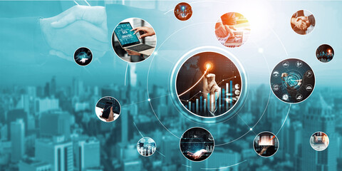 Futuristic business digital financial data technology concept for future big data analytic and...