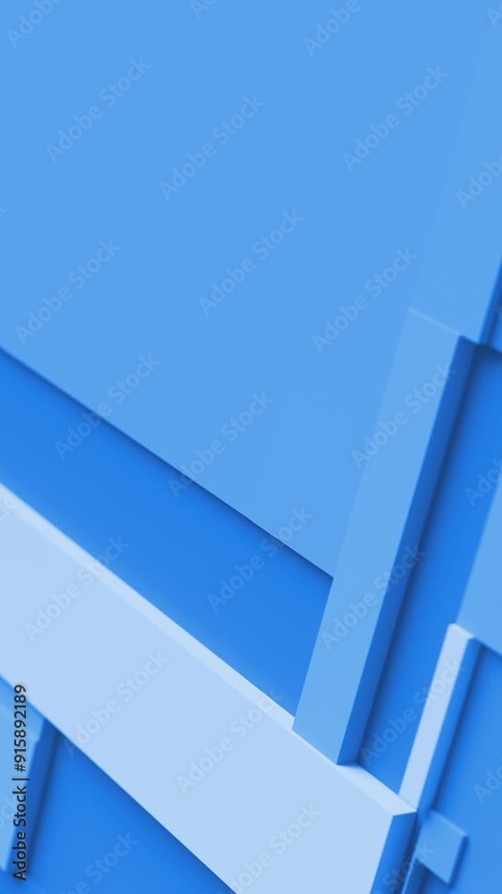 Aufkleber Blue moving tessellated rectangular surface. Abstract background with wobbling scaling fragmented tiles. 3D Motion design pattern with loop animation and place for text. Vertical video