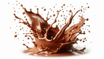 Fototapeta premium Liquid dark Chocolate syrup or Cocoa liquid splash in white background