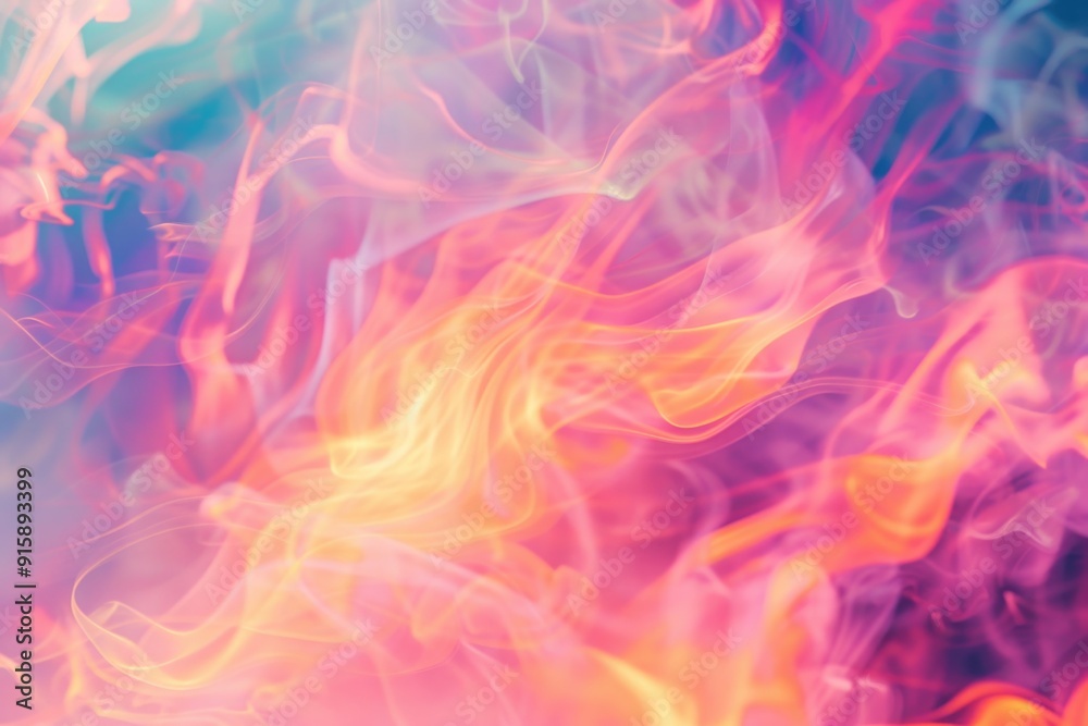 Poster A close-up shot of a fire with multiple hues and flames, ideal for use in designs related to warmth, energy, or passion