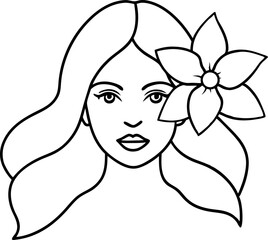 Illustration Of Woman With Flower In Hair