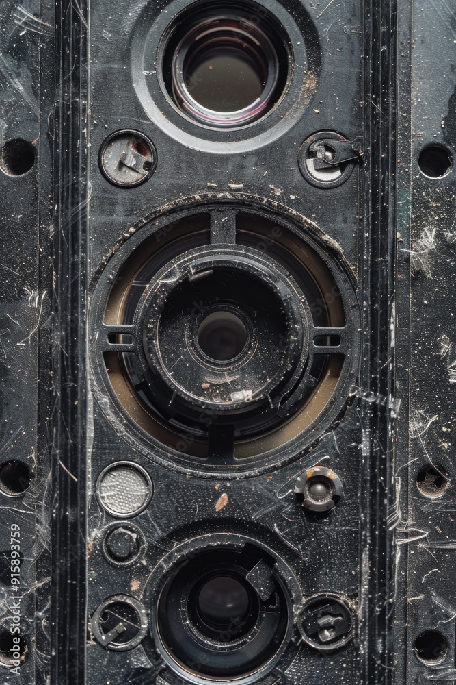 Poster Close-up shot of an extremely old camera with intricate details