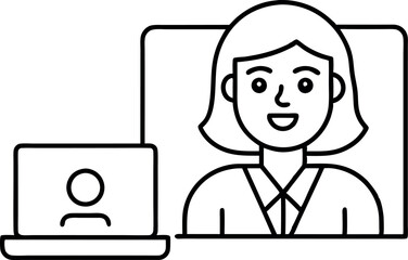 Video Call Icon - Woman in Virtual Meeting Illustration