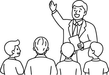Business Presentation With Enthusiastic Speaker And Audience