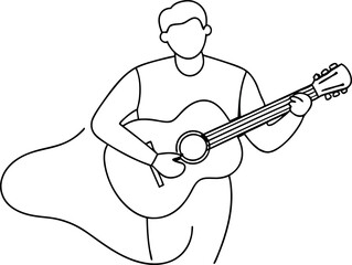 Obraz premium Minimalist Line Art of a Man Playing Guitar