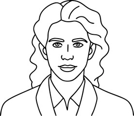 Line Art Illustration of a Woman's Portrait in Formal Attire