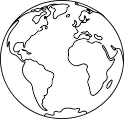 Minimalist Line Drawing of Earth Globe
