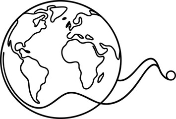 Outline of Earth with Swirling Line Symbolizing Global Connection
