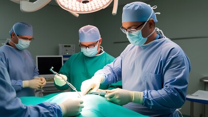 Surgeon performing laparoscopic surgery