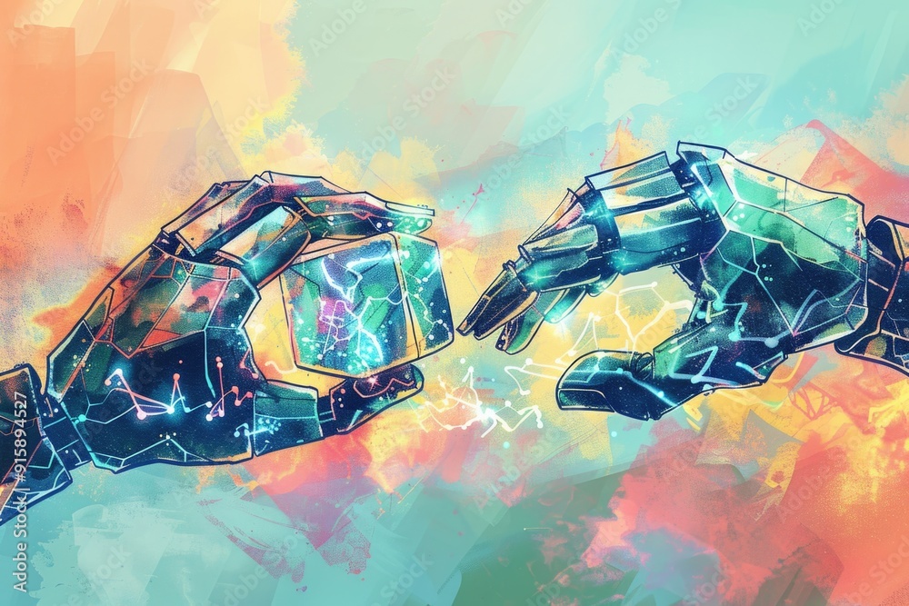 Poster Two hands together with a sense of connection and intimacy